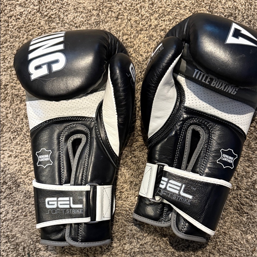 Title Boxing Black and White Boxing Gloves